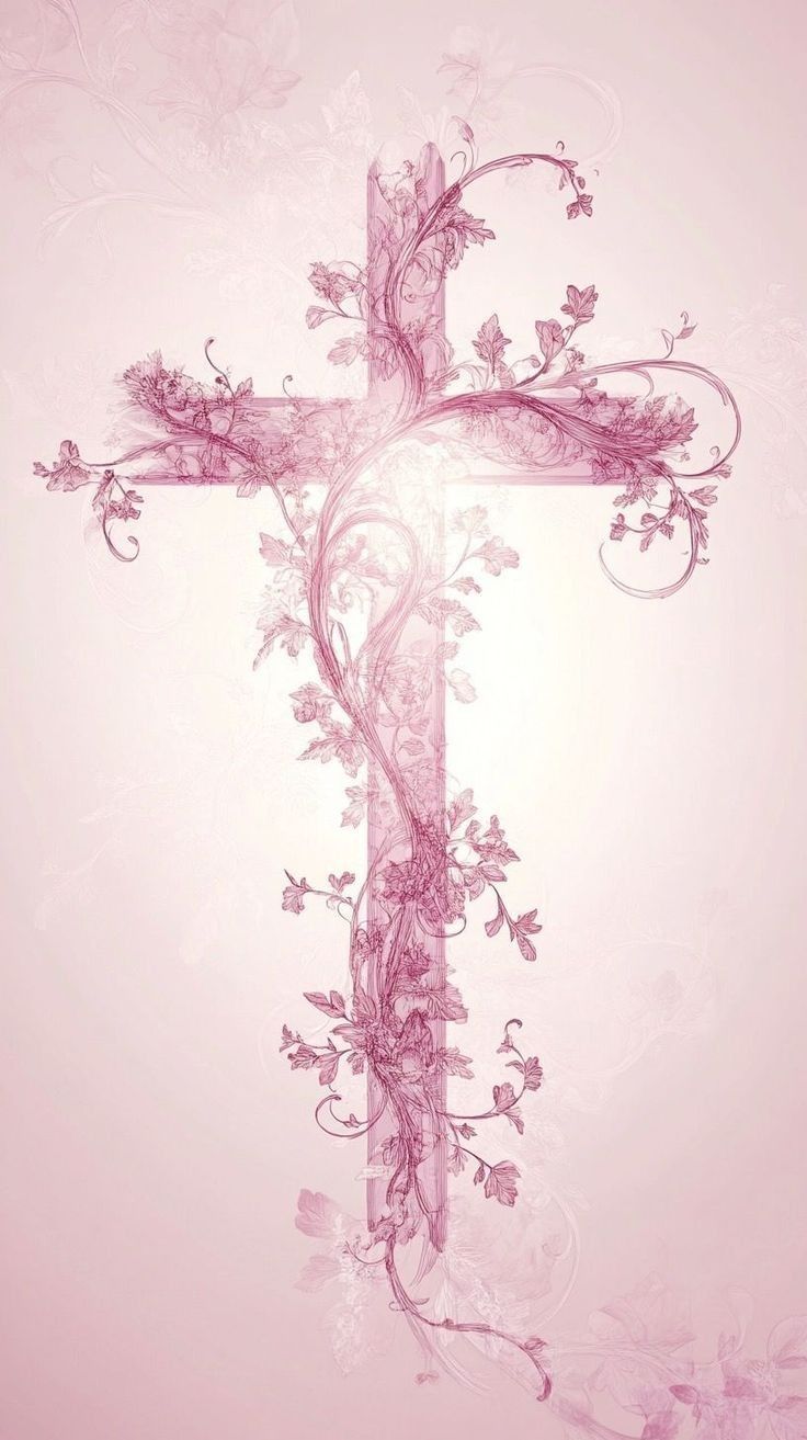 Floral Cross Blush - Christianity metal wall art plate