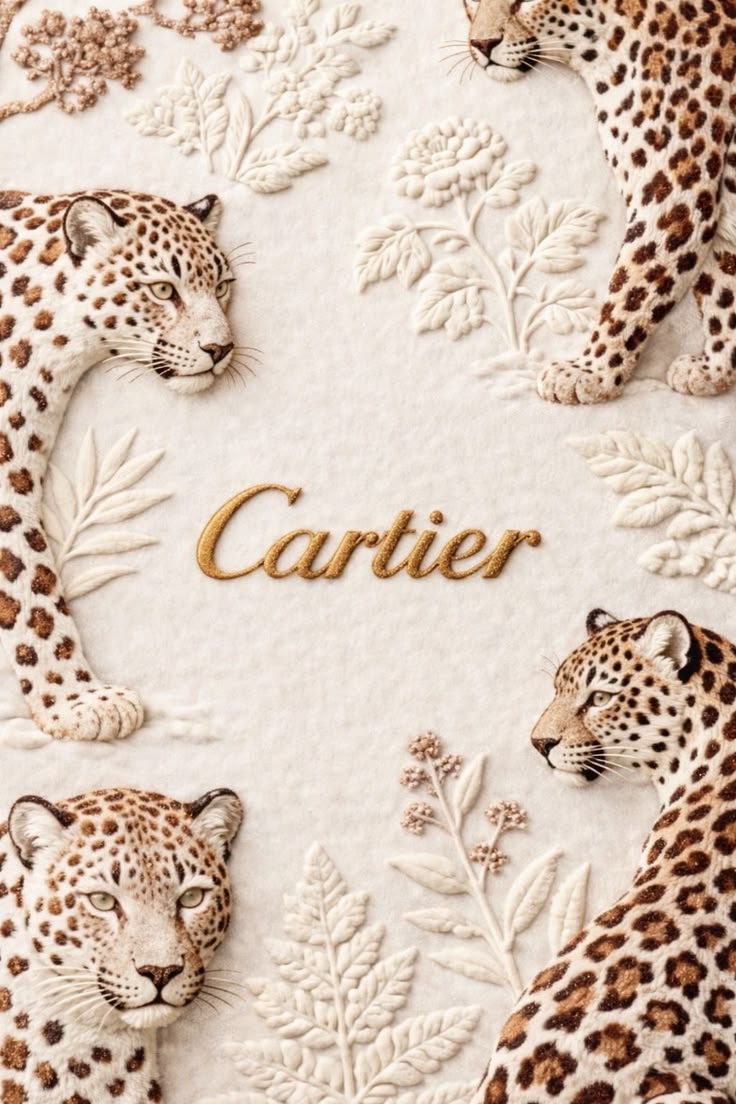 Cartier – Ivory Panthers - Luxury metal wall art plate