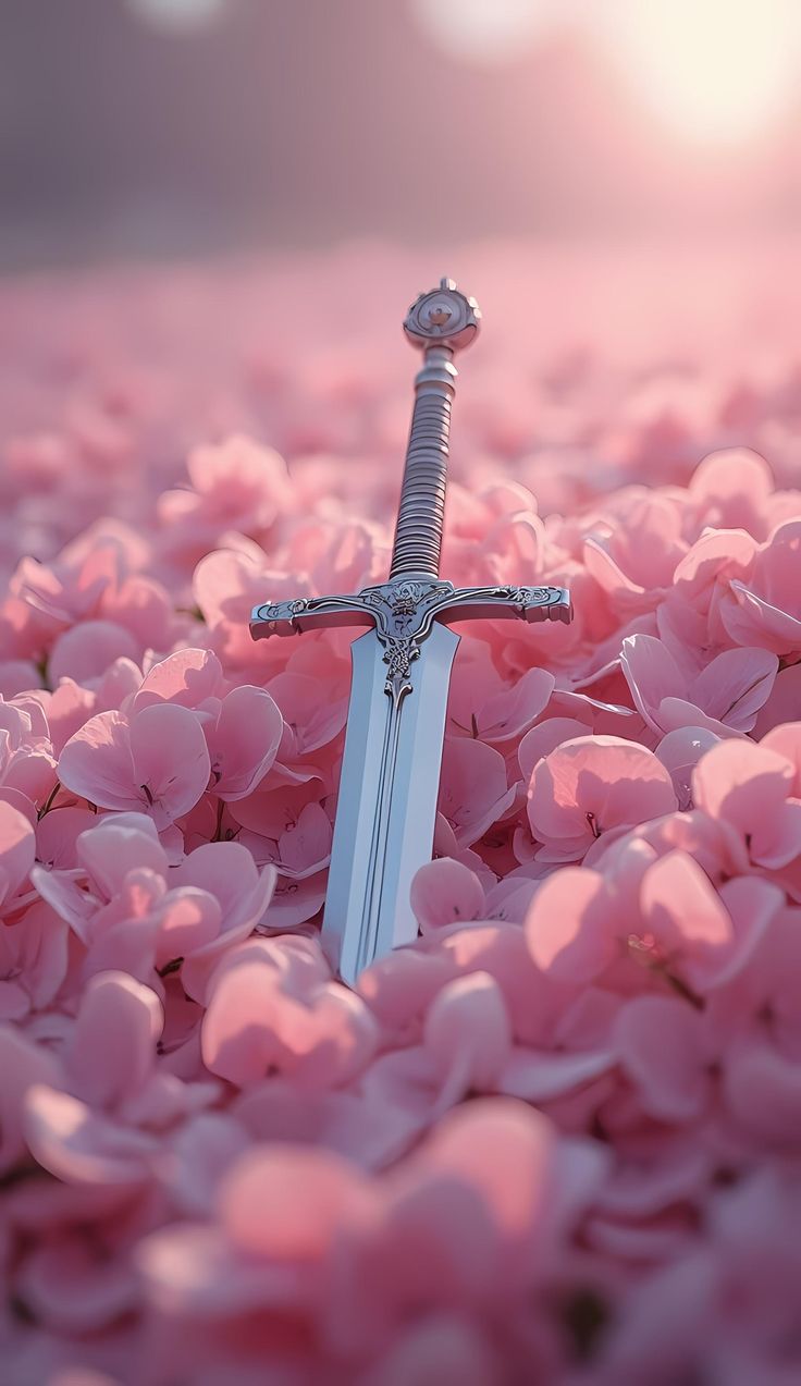 Blade in Blossom - Fantasy metal wall art plate