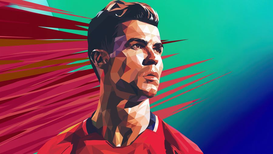 Portugal Captain – Geometric Portrait - Sport metal wall art plate