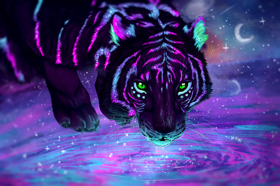 Cosmic Tiger Waters - Animals/Nature metal wall art plate