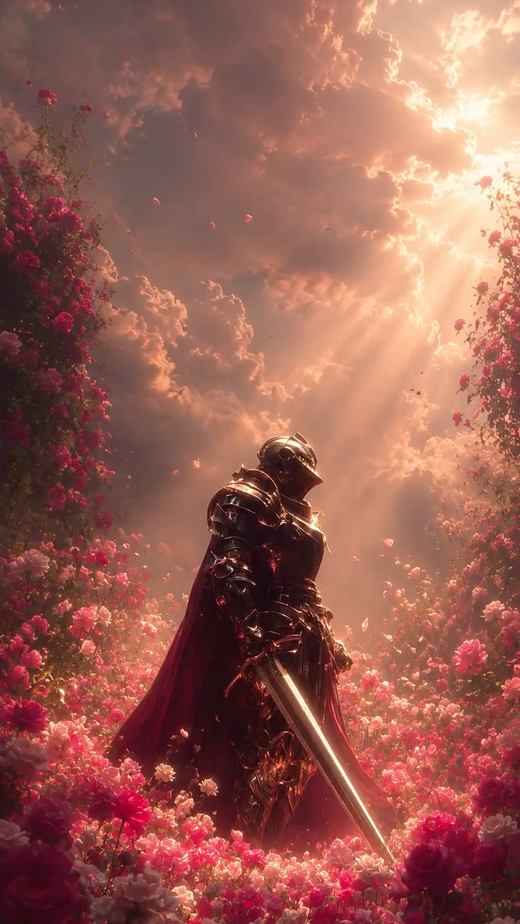 Rosebound Knight - Fantasy metal wall art plate