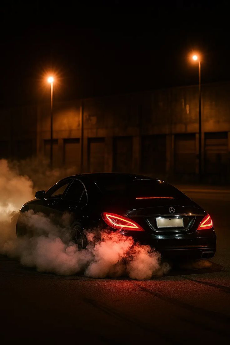 Midnight Mercedes Burnout - Automotive metal wall art plate