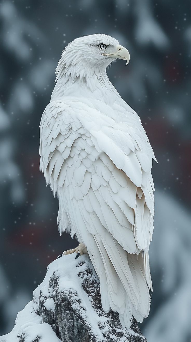 White Eagle – Winter Sentinel - Animals/Nature metal wall art plate