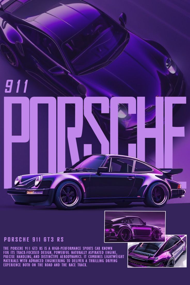 Porsche 911 GT3 RS – Purple Heritage - Automotive metal wall art plate