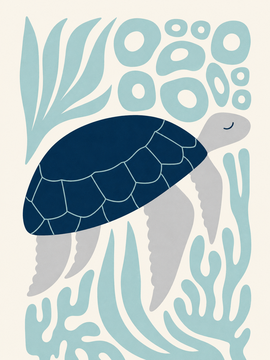 Blue Sea Turtle - Animals/Nature metal wall art plate