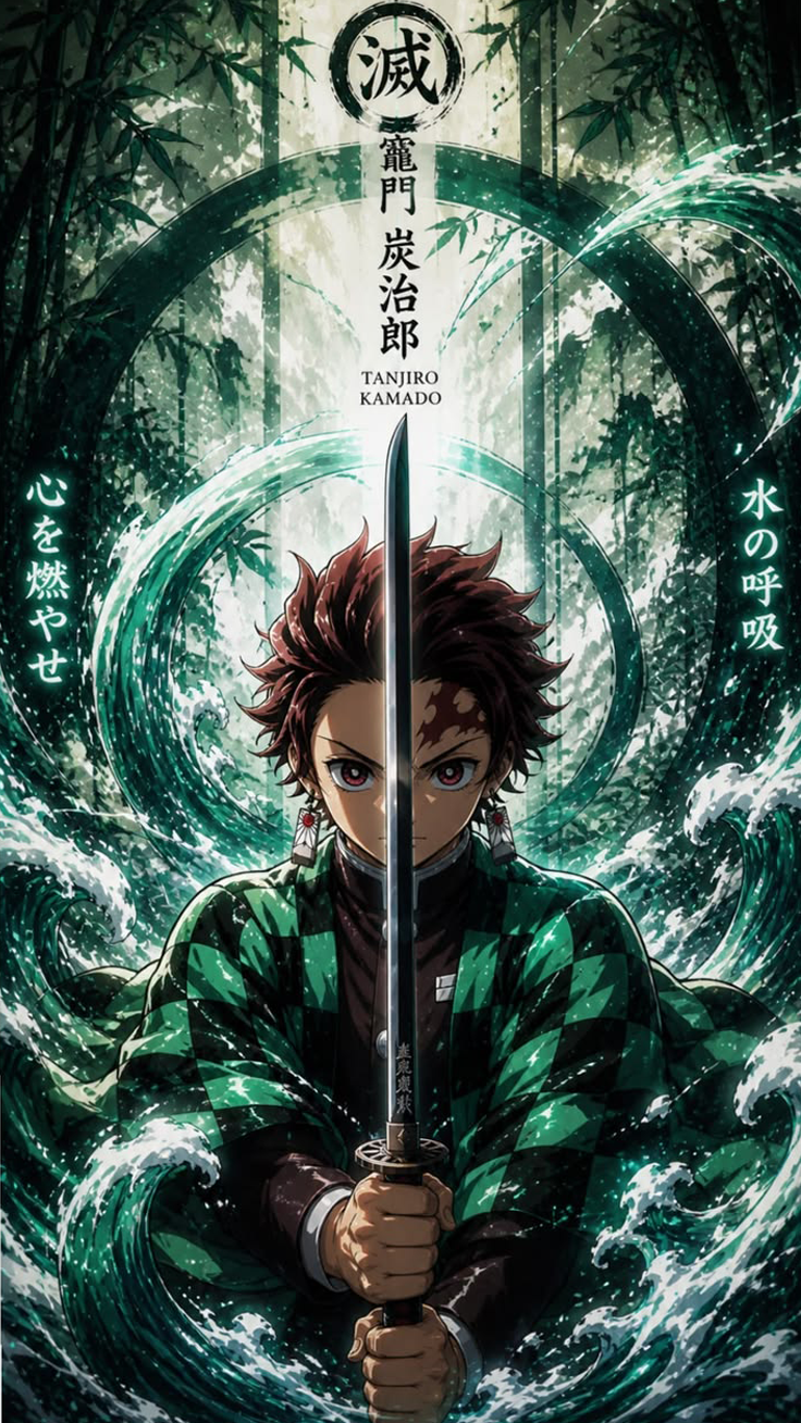 Tanjiro Kamado – Emerald Breath - Anime metal wall art plate