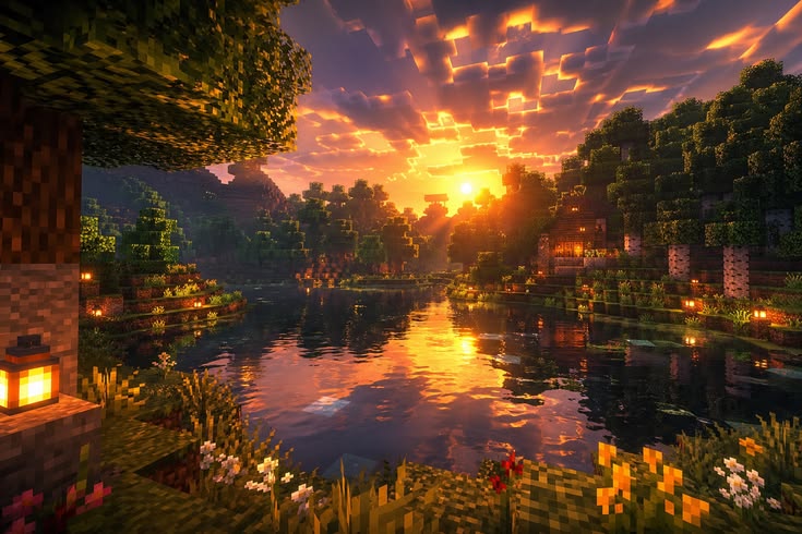 Minecraft – Sunset Valley - Gaming metal wall art plate