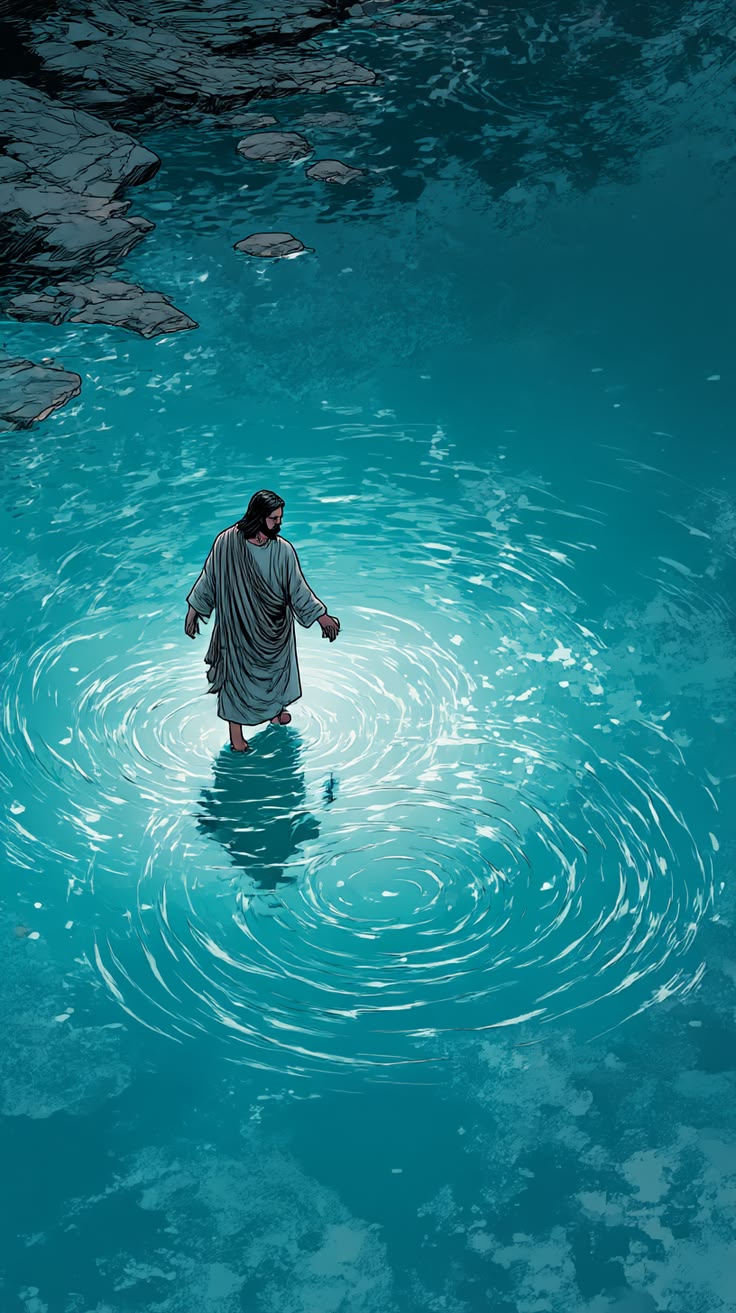 Walking on Water - Christianity metal wall art plate