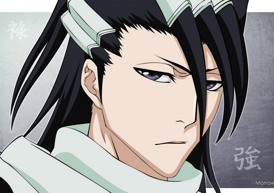 Byakuya Kuchiki – In Profile - byakuya in profile with his kenseikan, calm and cold, on a metal wall art plate