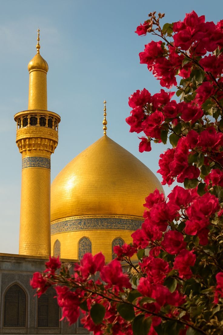 Golden Shrine in Bloom - Islam metal wall art plate