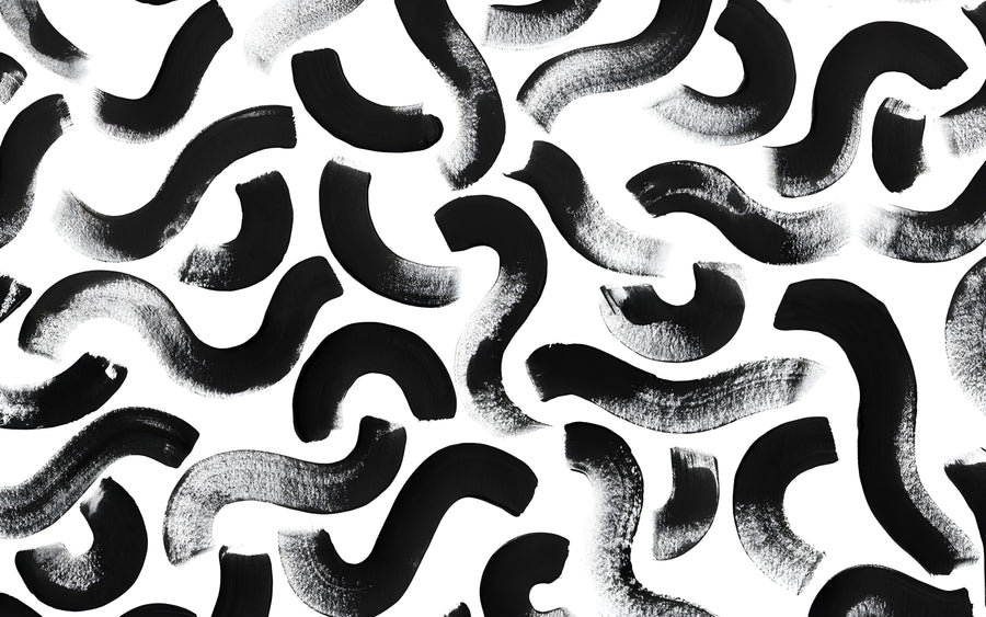 Maze - a black and white organic maze, the shapes locking into one another, on a metal wall art plate