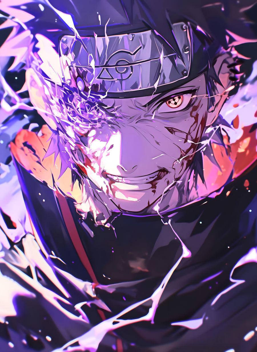 Naruto Uzumaki – In Violet - naruto in cold blue and violet, whisker marks sharp, on a metal wall art plate