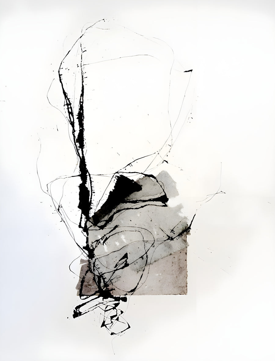 Paper and Ink - a tower of scribble, torn paper and shadow, built up and knocked back, on a metal wall art plate