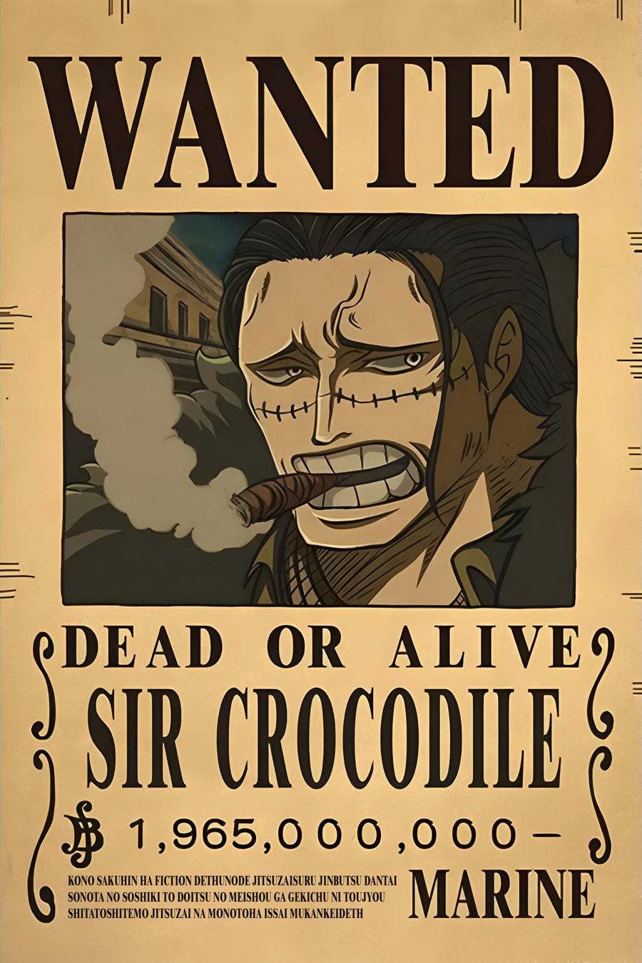 Sir Crocodile – Bounty Poster - a bounty poster for Sir Crocodile, 1,965,000,000 berries, on a metal wall art plate
