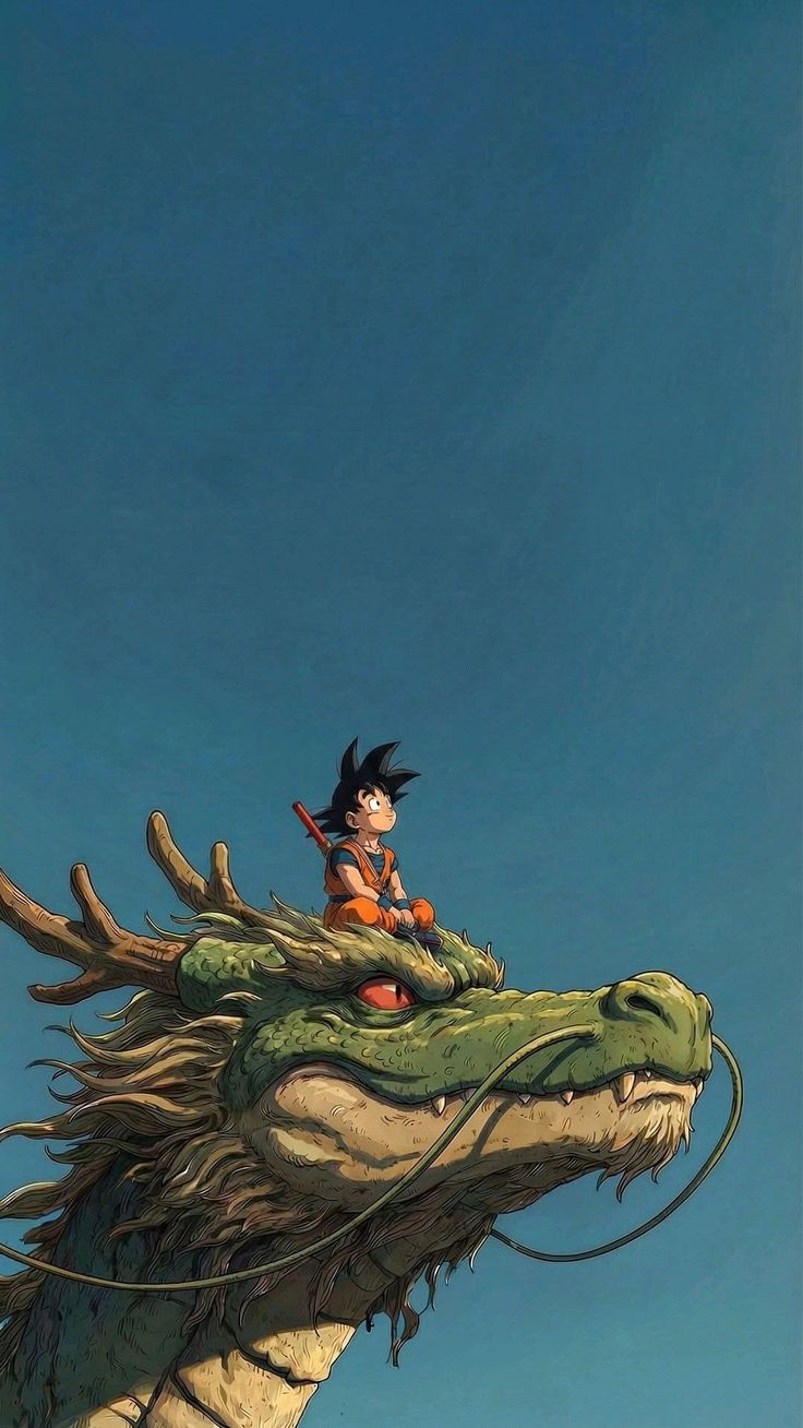Kid Goku & Shenron - Anime metal wall art plate