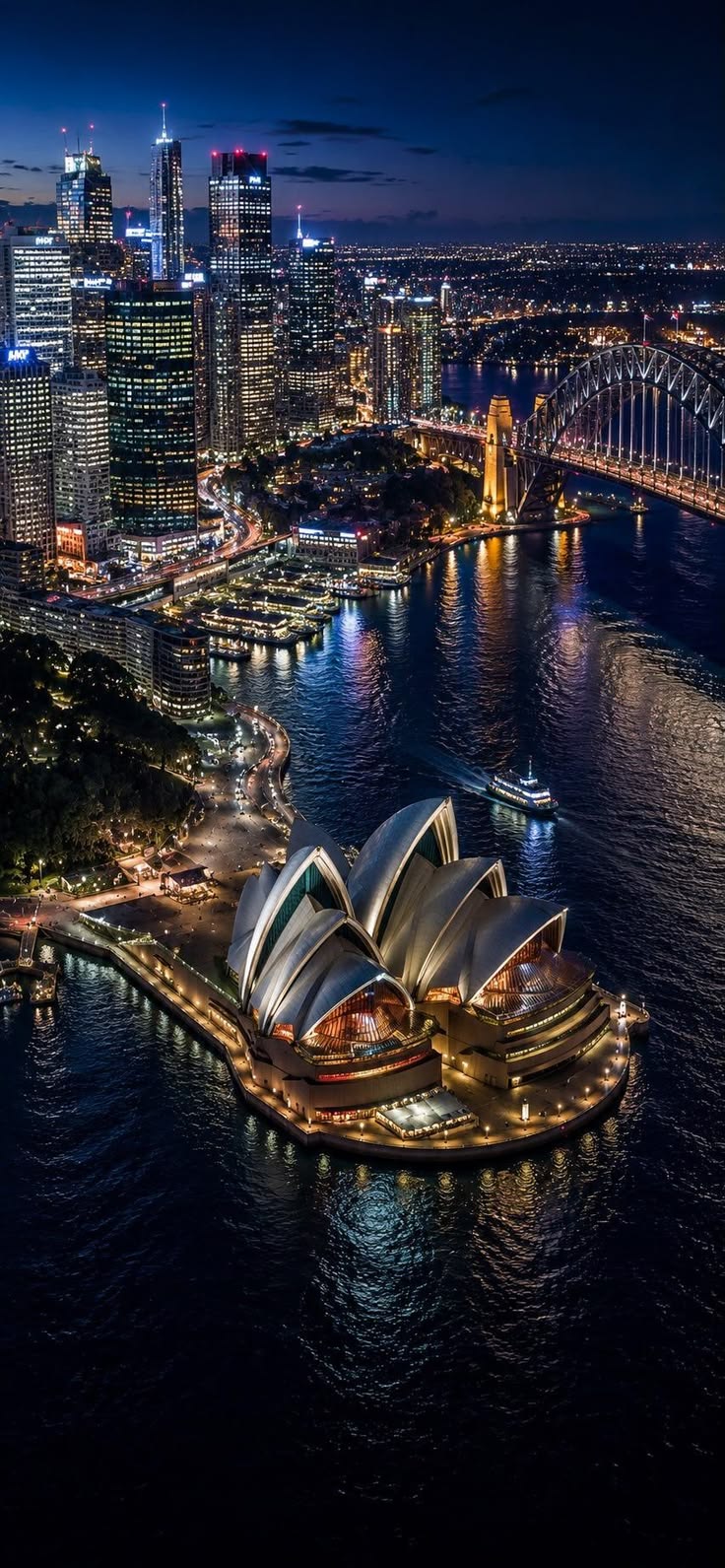 Sydney Harbour After Dark - World metal wall art plate