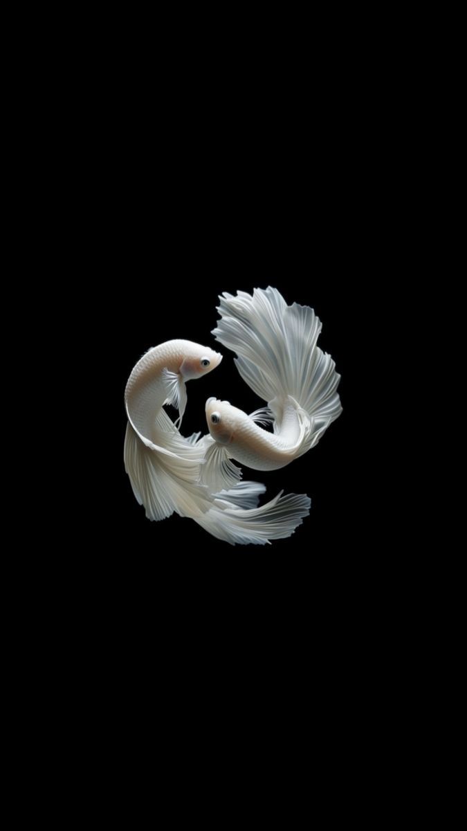 White Betta Dance - Animals/Nature metal wall art plate