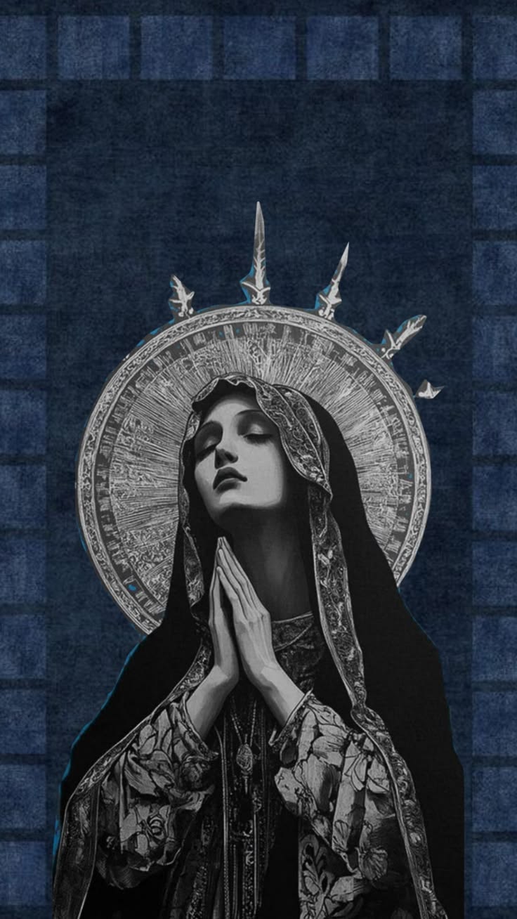 Prayer in Midnight Blue - Christianity metal wall art plate