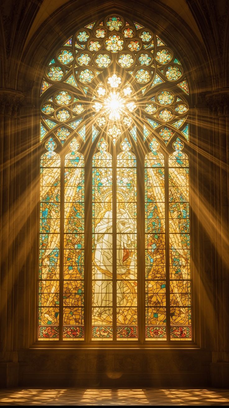 Golden Sanctuary Window - Christianity metal wall art plate