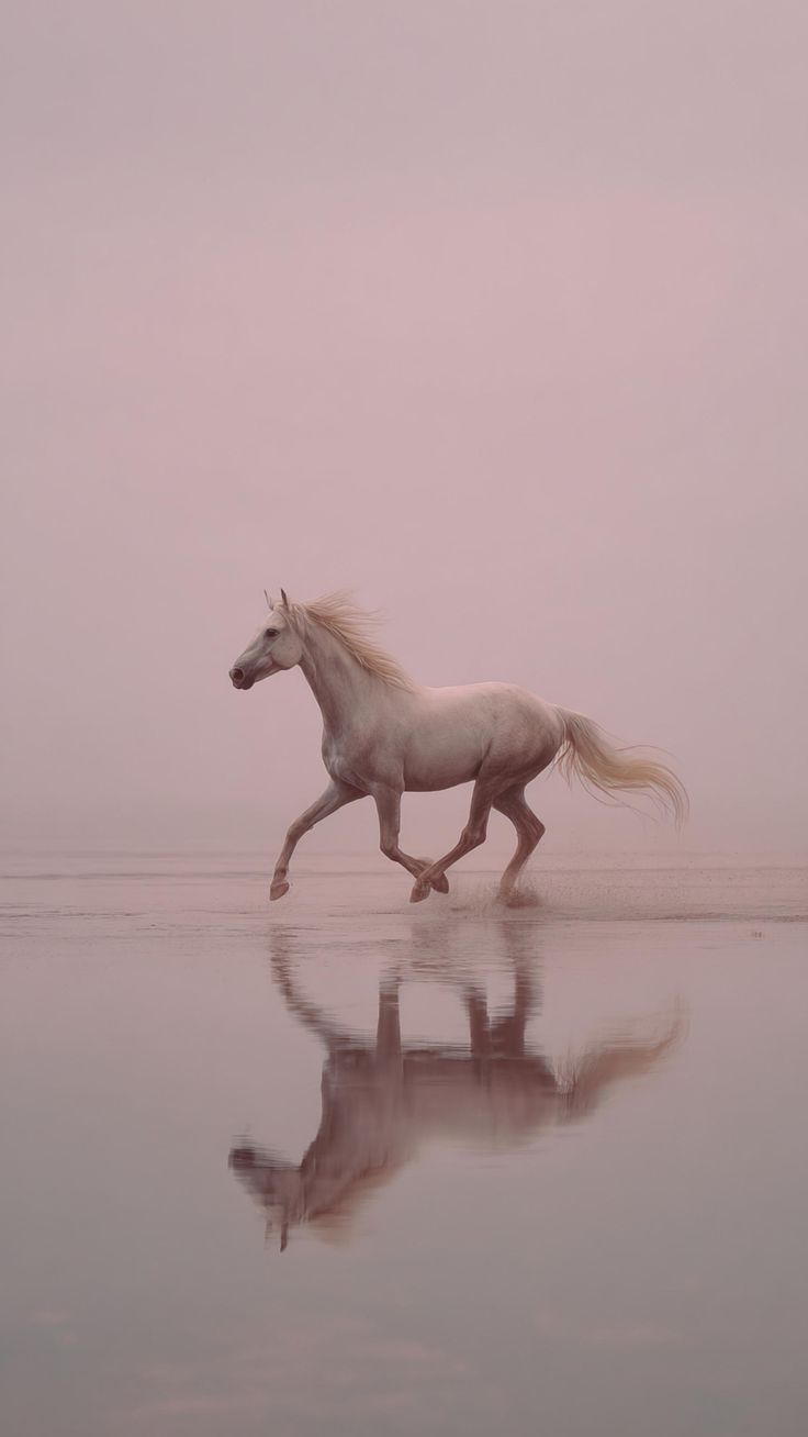White Horse in Blush - Animals/Nature metal wall art plate