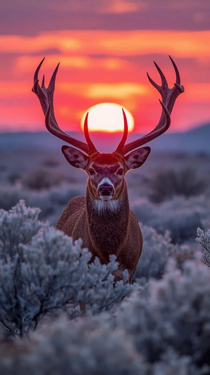 Sun-Crowned Stag - Animals/Nature metal wall art plate