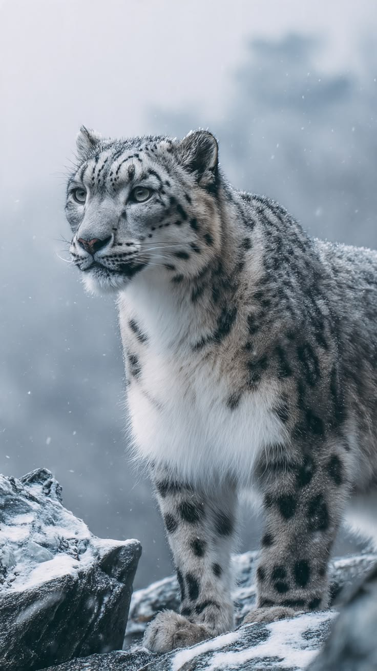 Snow Leopard in Silence - Animals/Nature metal wall art plate