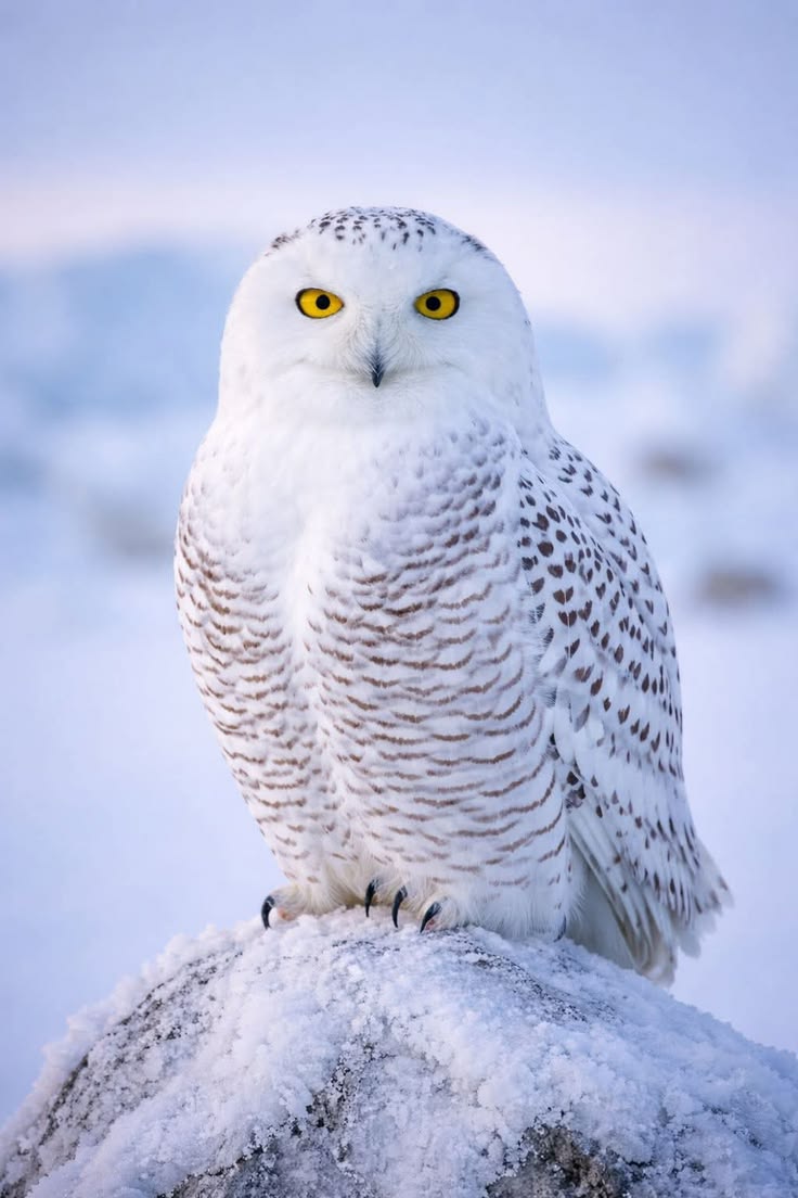 Snowy Owl on the Rock - Animals/Nature metal wall art plate