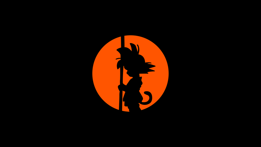 Kid Goku – Orange Sun Silhouette - Anime metal wall art plate