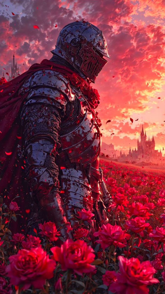 Crimson Knight's Last Stand - Fantasy metal wall art plate