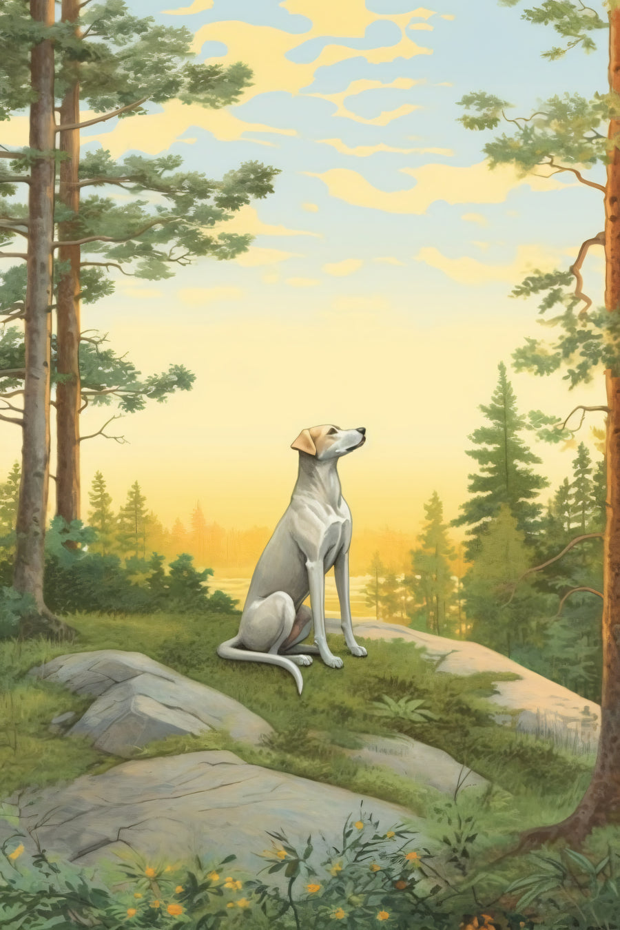 Forest Greyhound at Dawn - Animals/Nature metal wall art plate