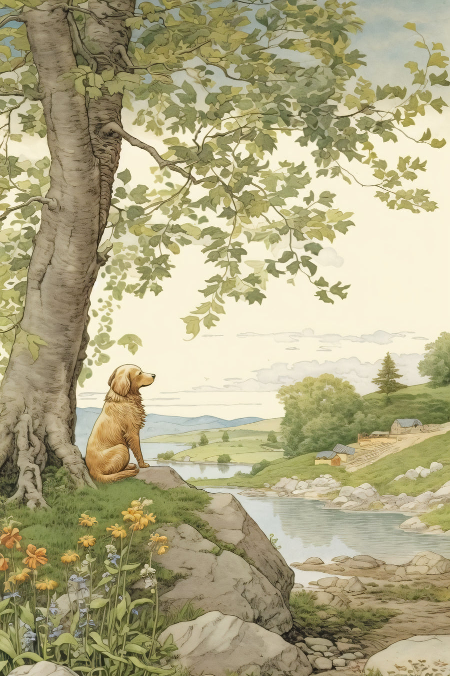 Riverside Golden Companion - Animals/Nature metal wall art plate