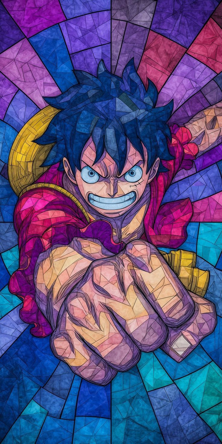 Monkey D. Luffy – Stained Glass - Anime metal wall art plate