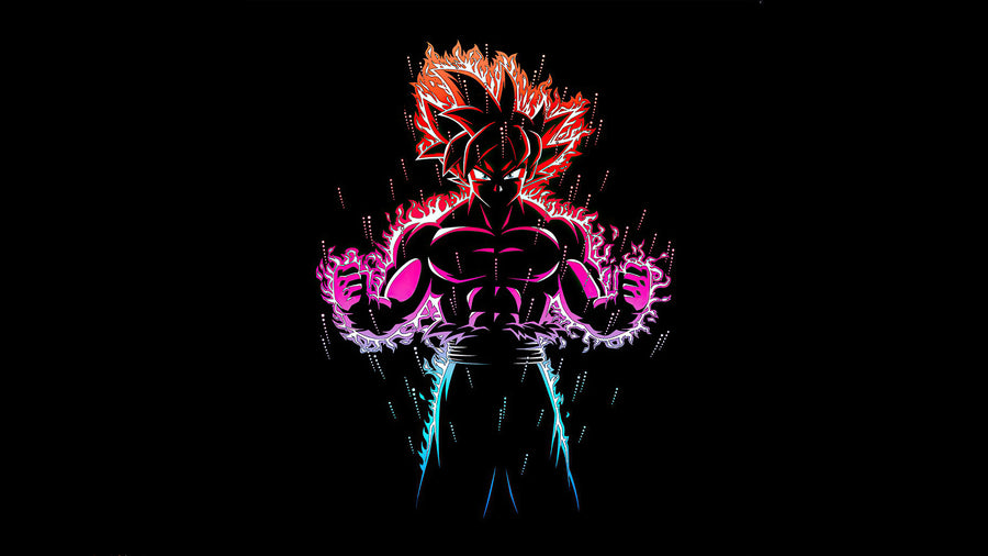 Goku – Crimson Cosmic Aura - Anime metal wall art plate
