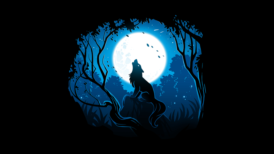 Moonlit Wolf - Animals/Nature metal wall art plate