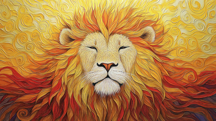 Golden Sun Lion - Animals/Nature metal wall art plate