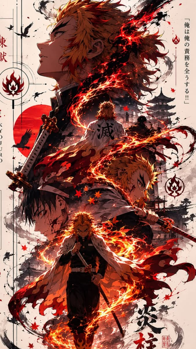 Rengoku Flame Hashira - Anime metal wall art plate