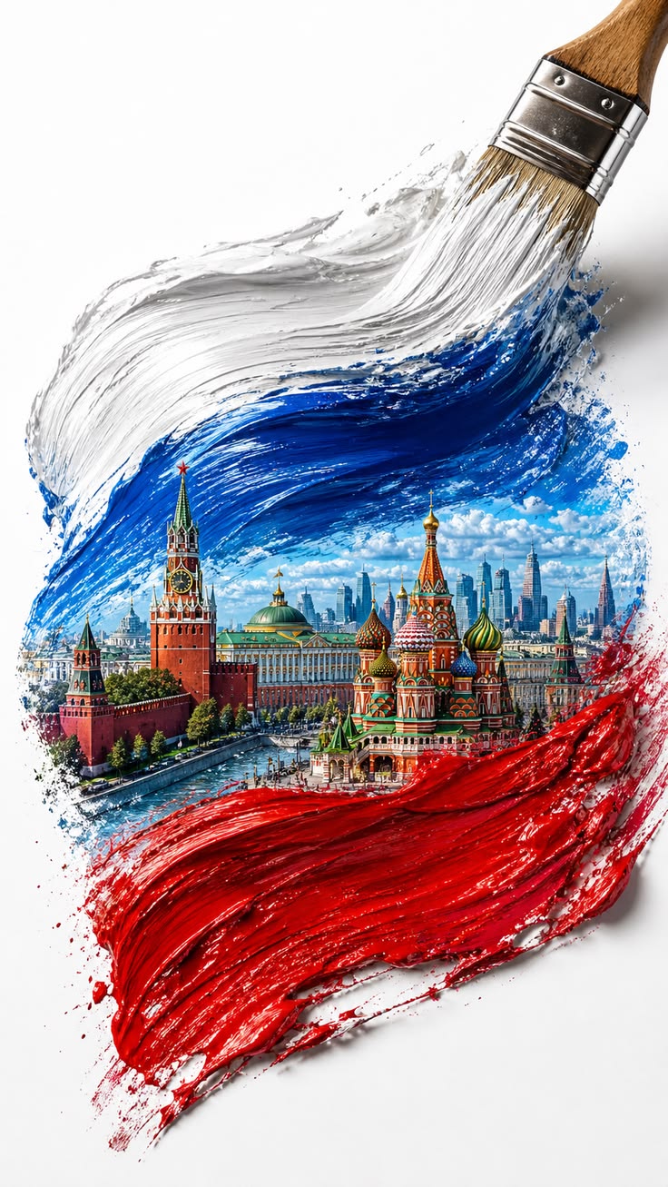Russia Painted in Colour - World metal wall art plate
