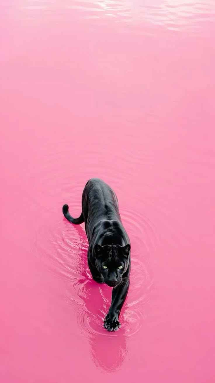 Black Panther – Pink Waters - Animals/Nature metal wall art plate