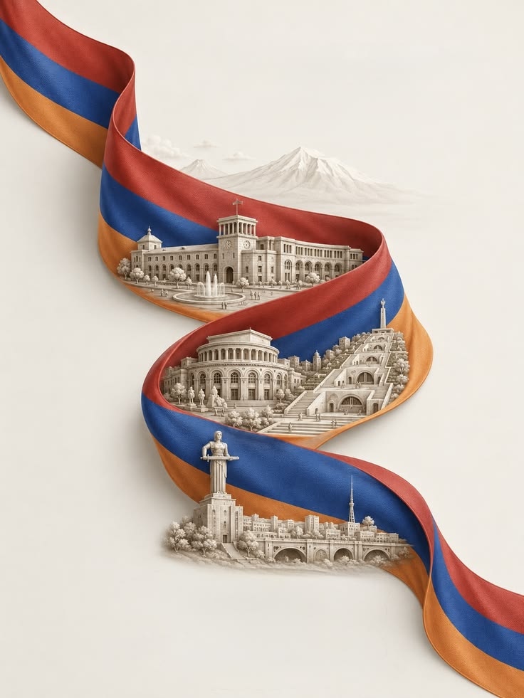 Armenian Ribbon of Heritage - World metal wall art plate