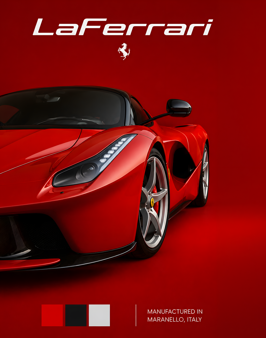 Ferrari LaFerrari – Maranello Red - Automotive metal wall art plate
