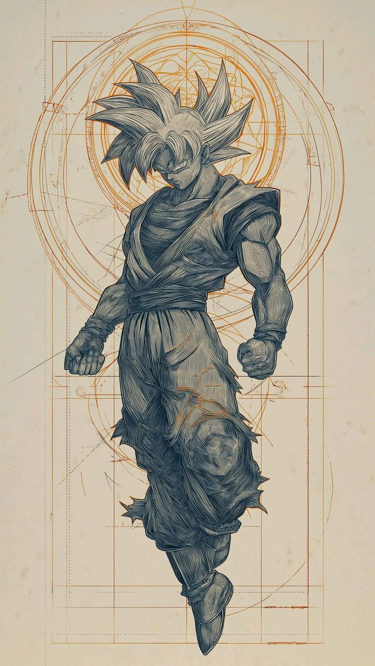 Goku Blueprint Warrior - Anime metal wall art plate