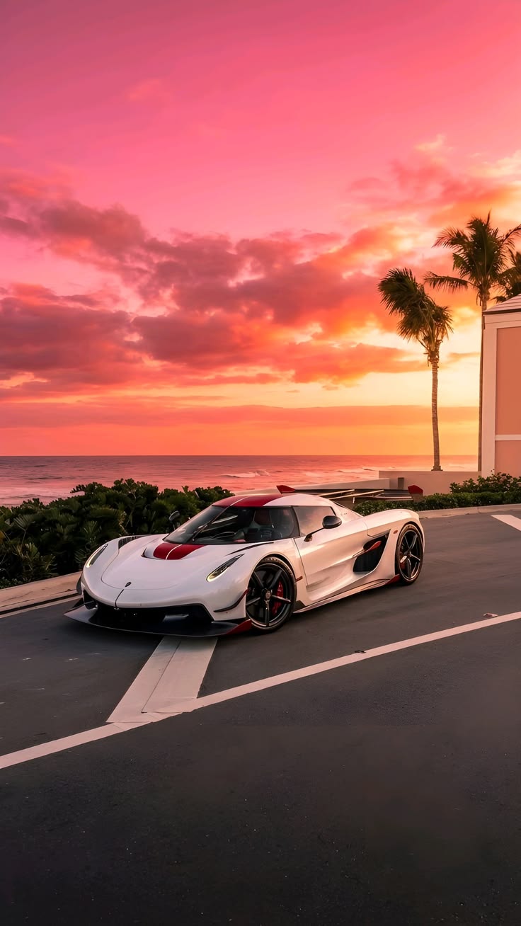 Koenigsegg Jesko – Miami Sunset - Automotive metal wall art plate