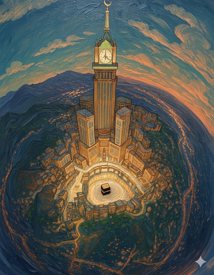 Makkah at the Centre - Islam metal wall art plate