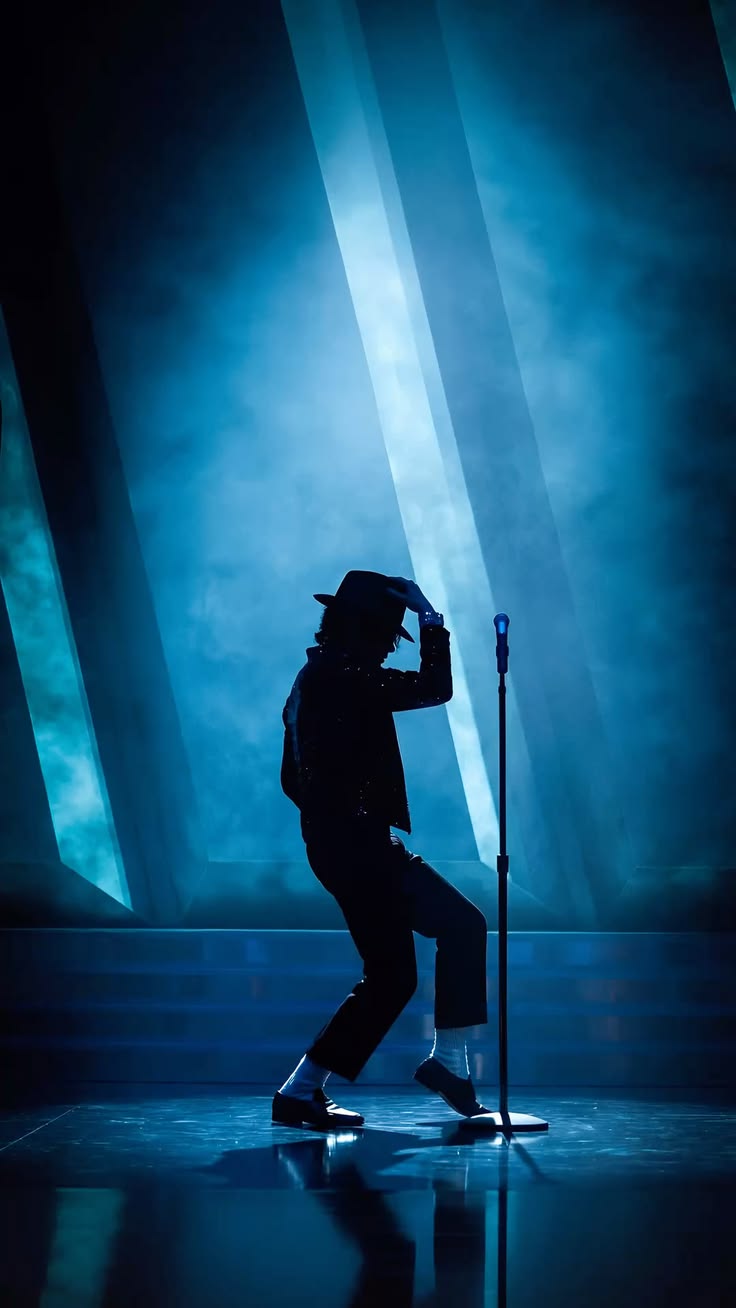 Michael Jackson – Blue Stage Silhouette - Celebrities metal wall art plate