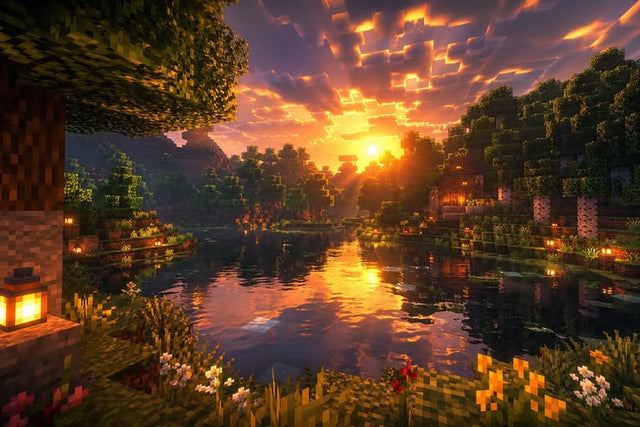 Minecraft – Sunset Valley - Gaming metal wall art plate