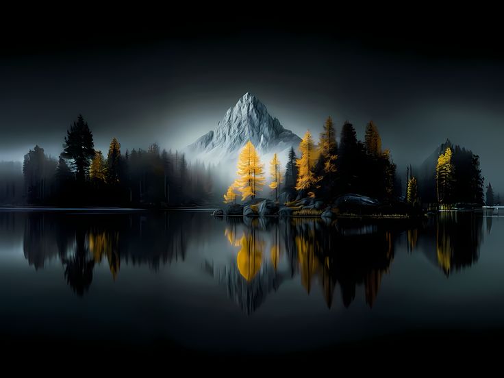 Misty Peak Reflections - Fantasy metal wall art plate