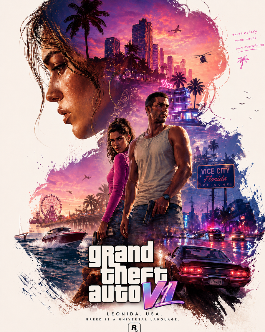 GTA 6 - Poster - Gaming metal wall art plate