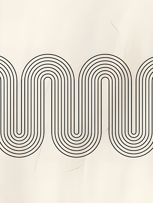 Arch Wave - looping arch lines rolling across a cream ground, on a metal wall art plate