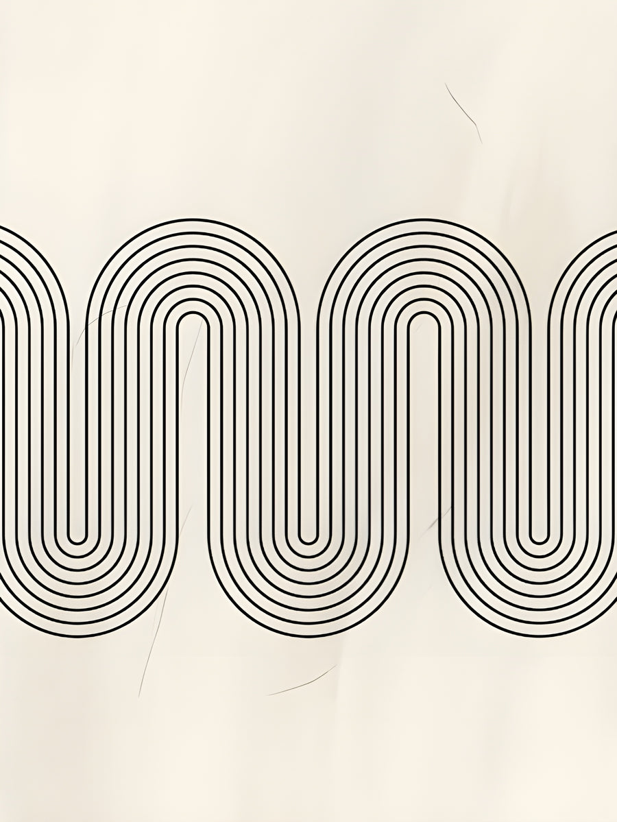 Arch Wave - looping arch lines rolling across a cream ground, on a metal wall art plate